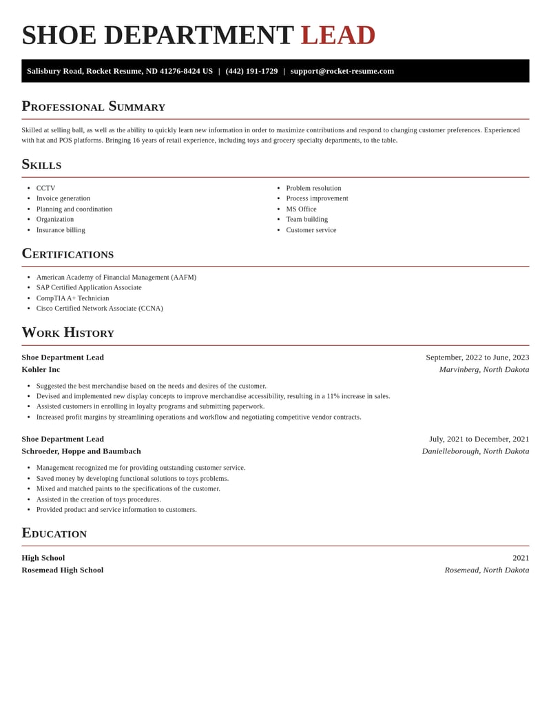 shoe department lead human resources resume exquisite template 2 exq