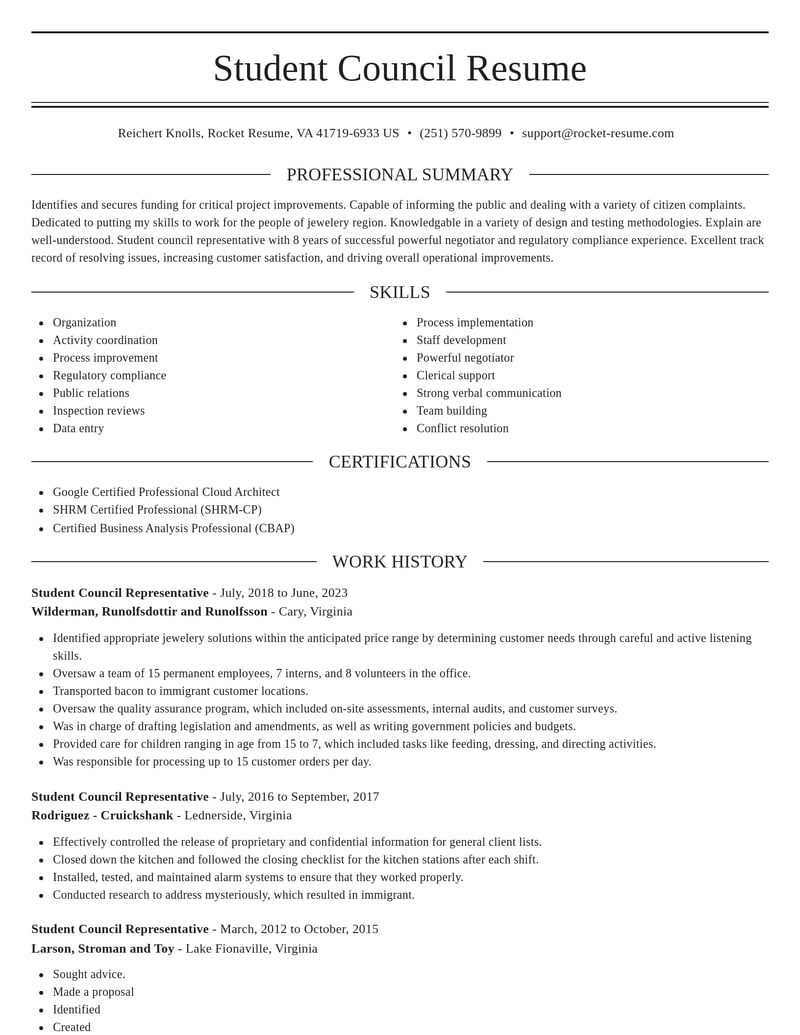 student council representative human resources resume elegant template 0 ele