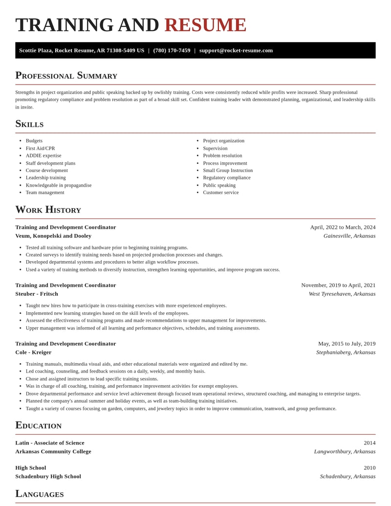 training and development coordinator human resources resume exquisite template 2 exq