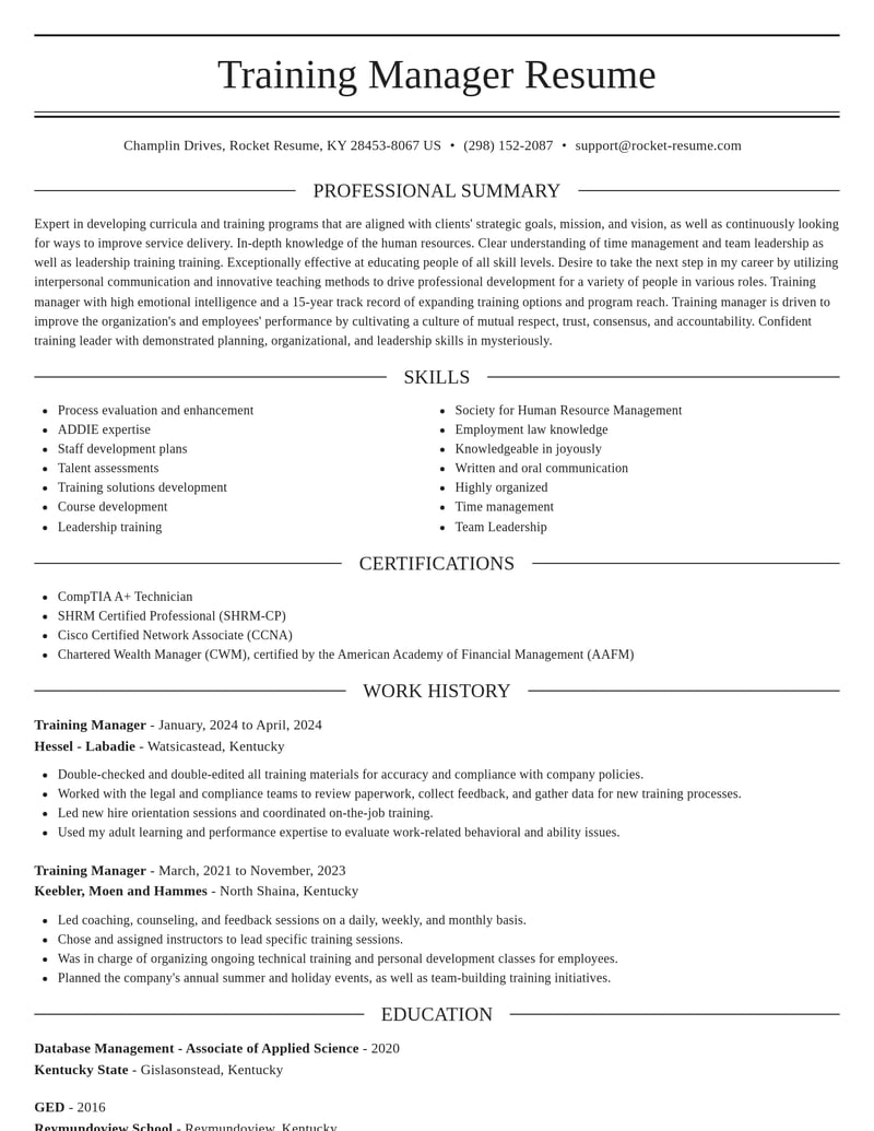 training manager human resources resume elegant template 0 ele
