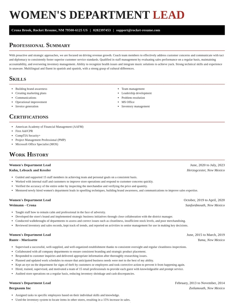 womens department lead human resources resume exquisite template 1 exq