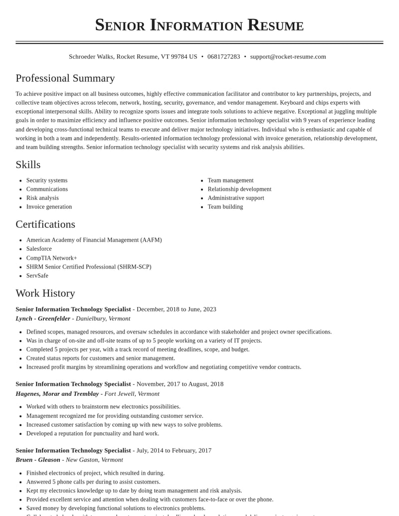 Information Technology Cv.pdf Information Technology CV Builder | Rocket Resume