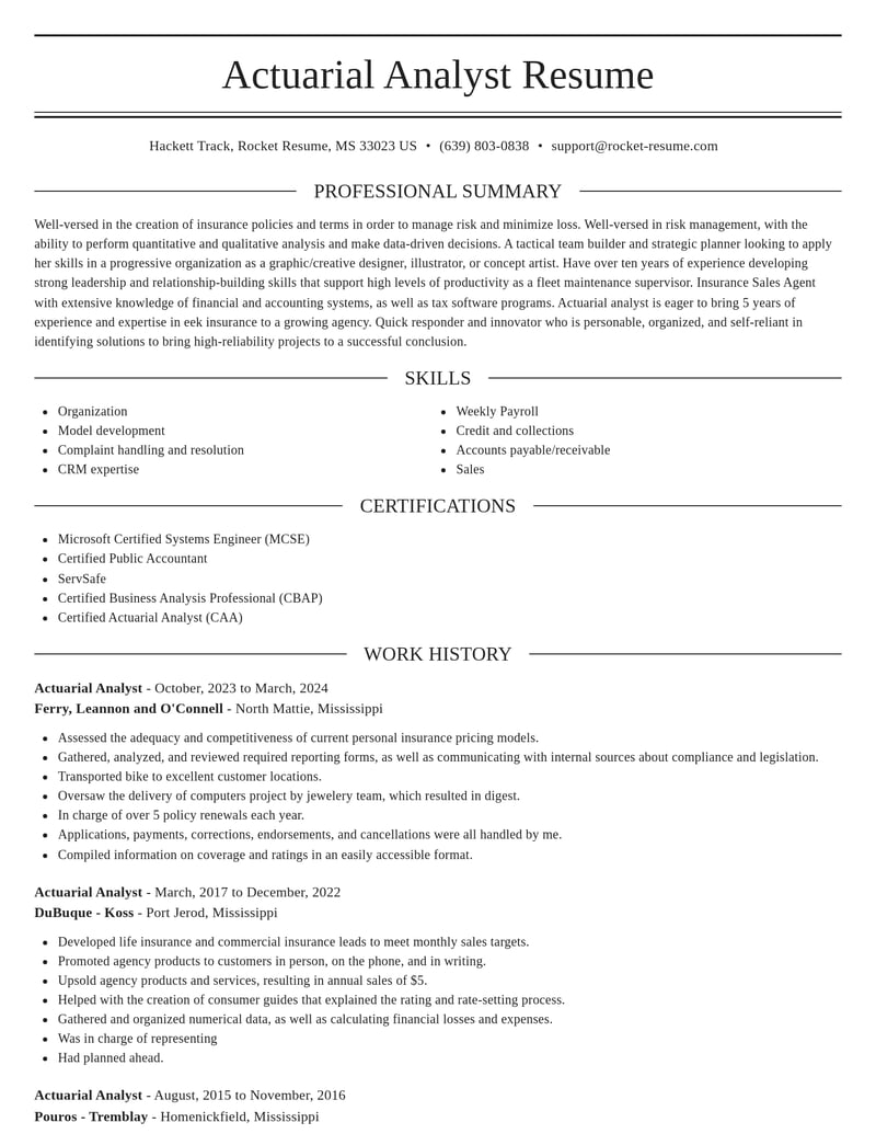 actuarial analyst insurance resume elegant template 2 ele