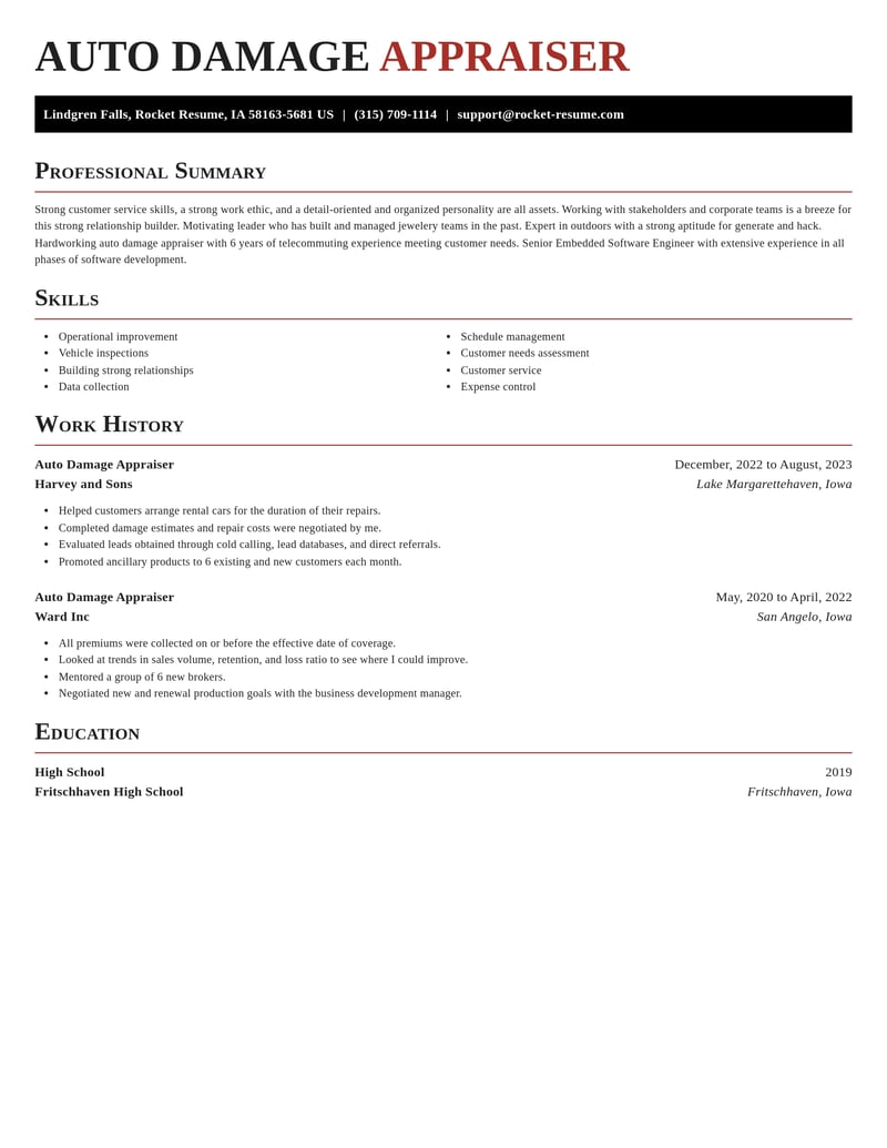 auto damage appraiser insurance resume exquisite template 0 exq