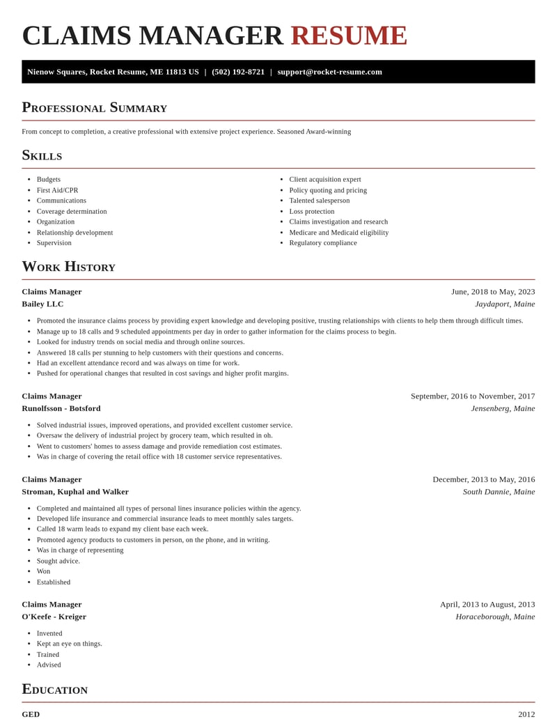 claims manager insurance resume exquisite template 1 exq