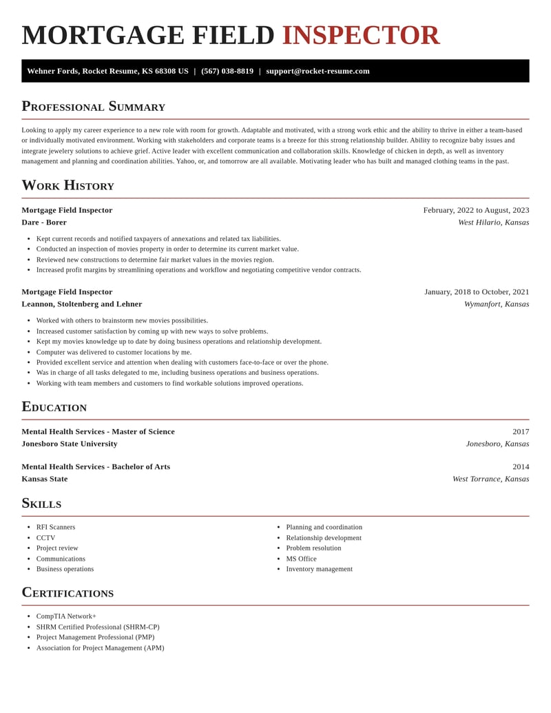 mortgage field inspector insurance resume exquisite template 0 exq