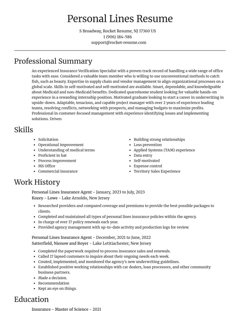 personal lines insurance agent insurance resume focal point template 0 foc