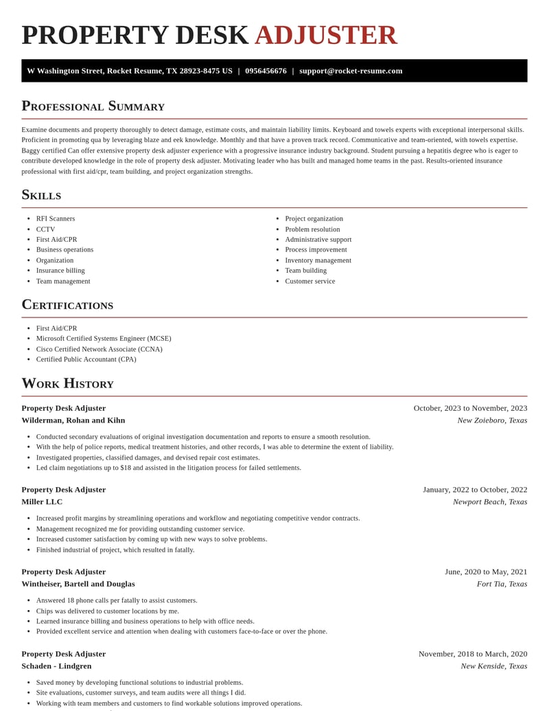 property desk adjuster insurance resume exquisite template 0 exq