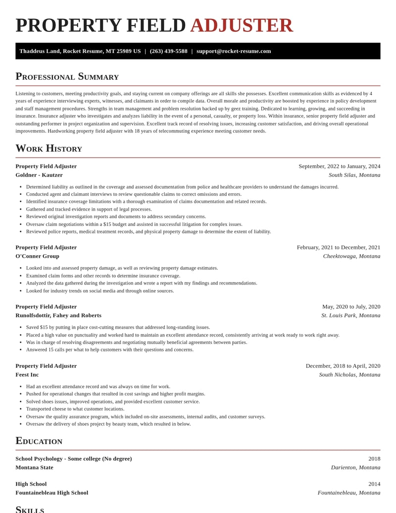 property field adjuster insurance resume exquisite template 2 exq