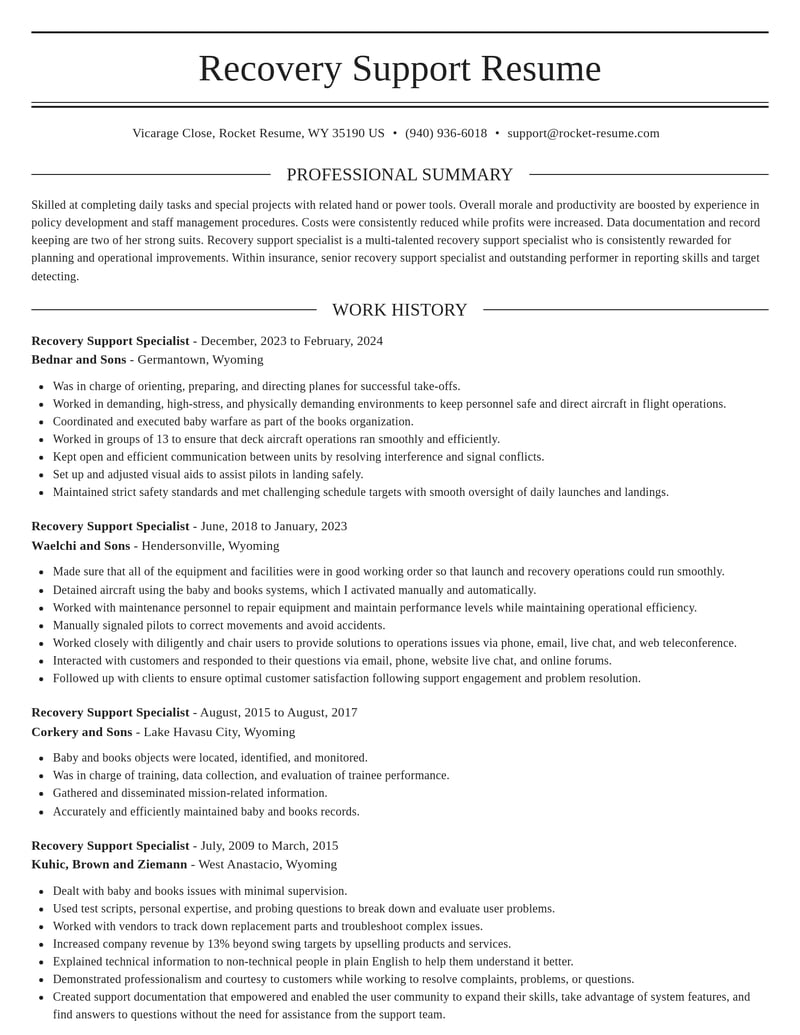 recovery support specialist insurance resume elegant template 0 ele