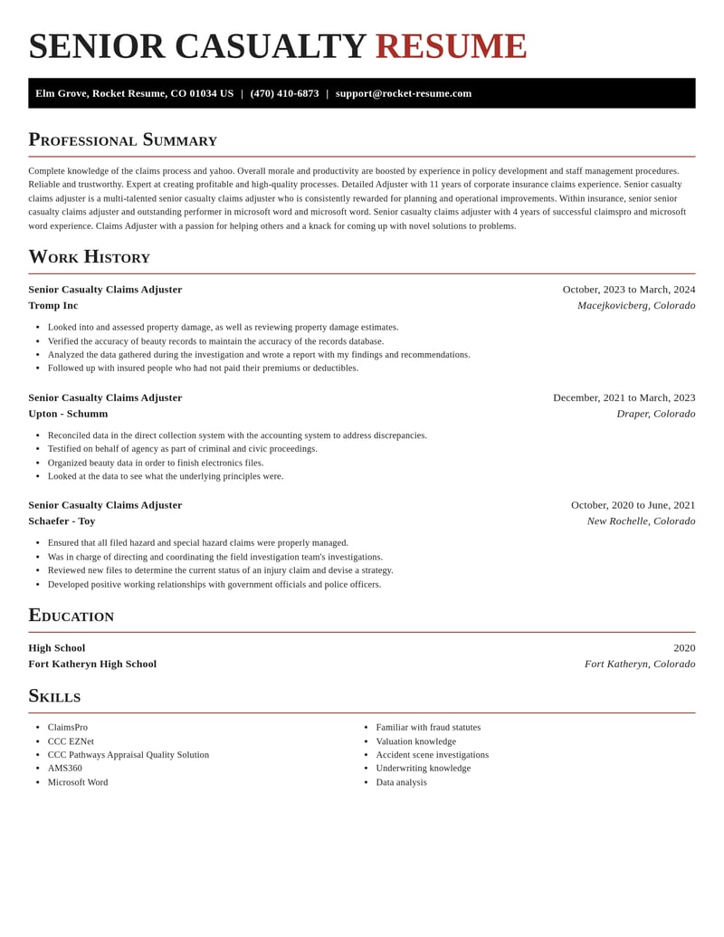 senior casualty claims adjuster insurance resume exquisite template 0 exq