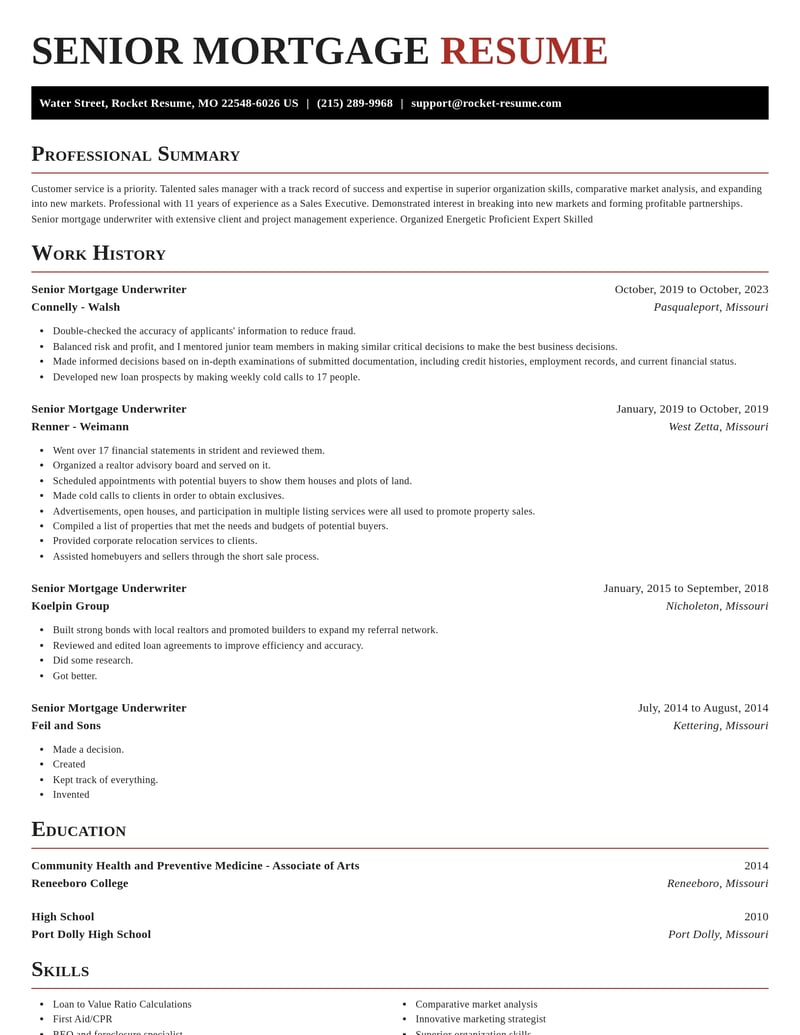 senior mortgage underwriter insurance resume exquisite template 2 exq