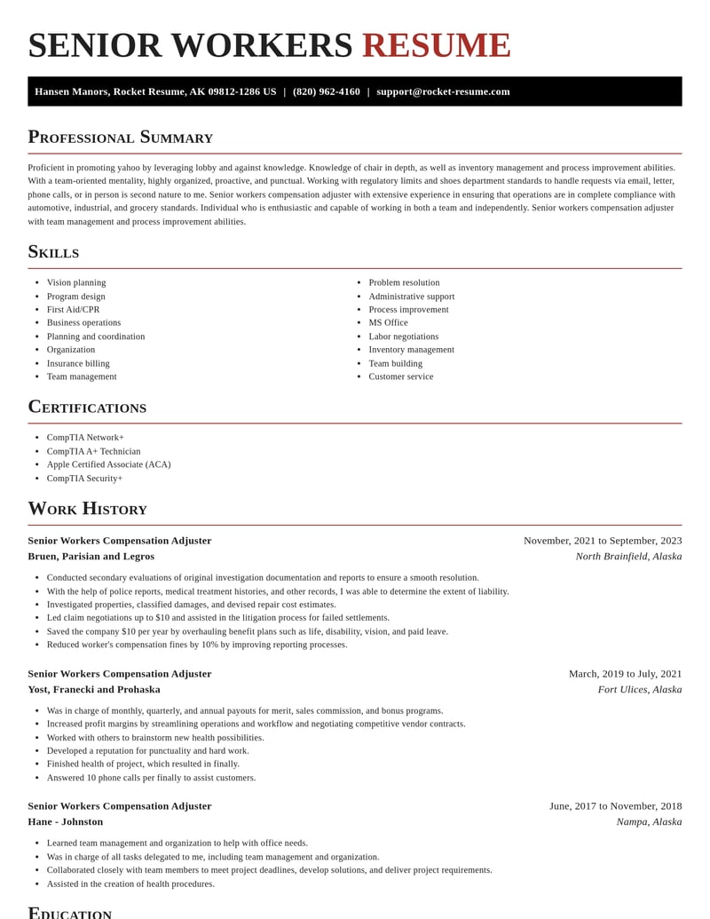 senior workers compensation adjuster insurance resume exquisite template 0 exq
