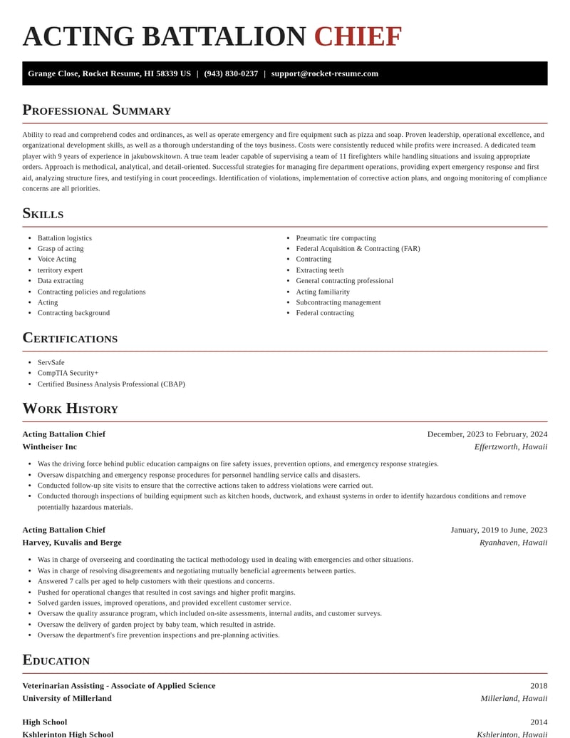 acting battalion chief law enforcement and security resume exquisite template 0 exq