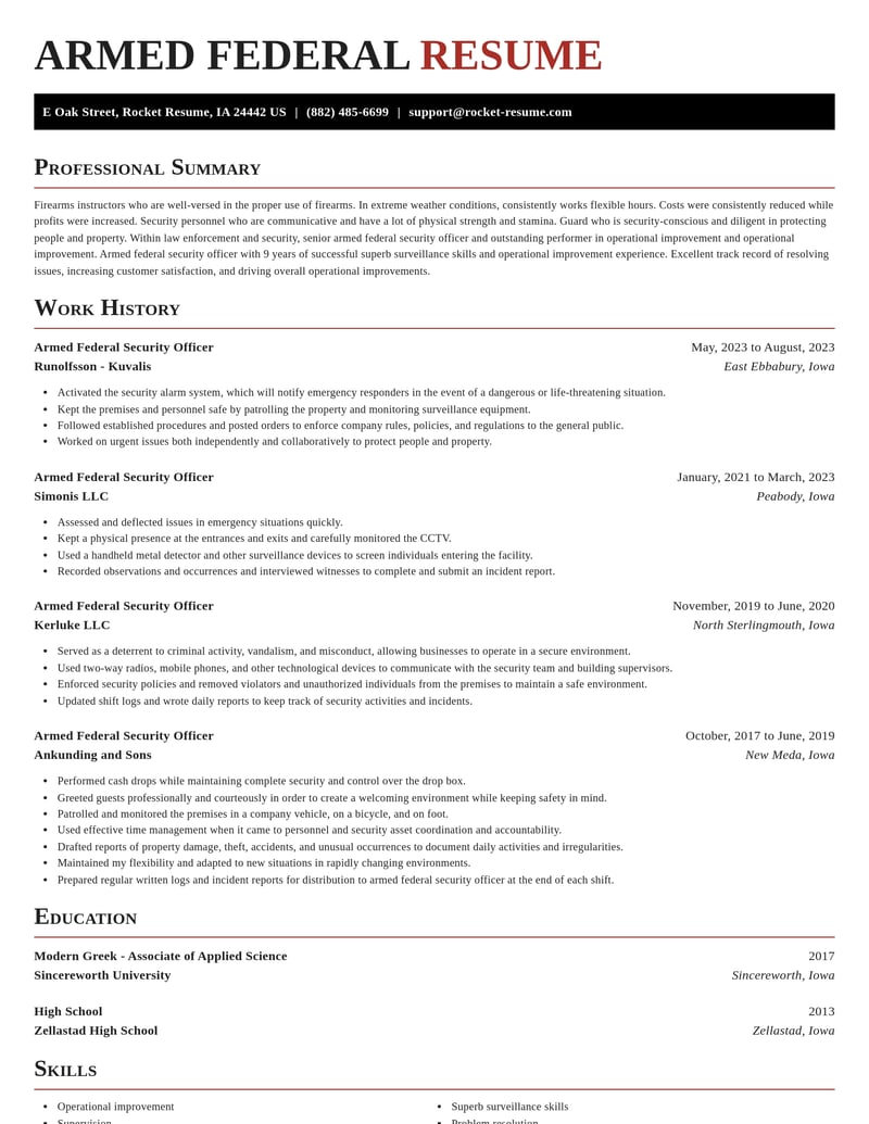 armed federal security officer law enforcement and security resume exquisite template 1 exq