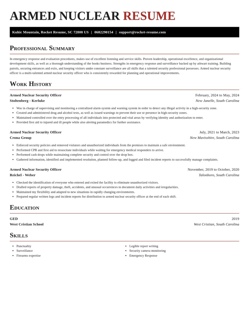 armed nuclear security officer law enforcement and security resume exquisite template 2 exq
