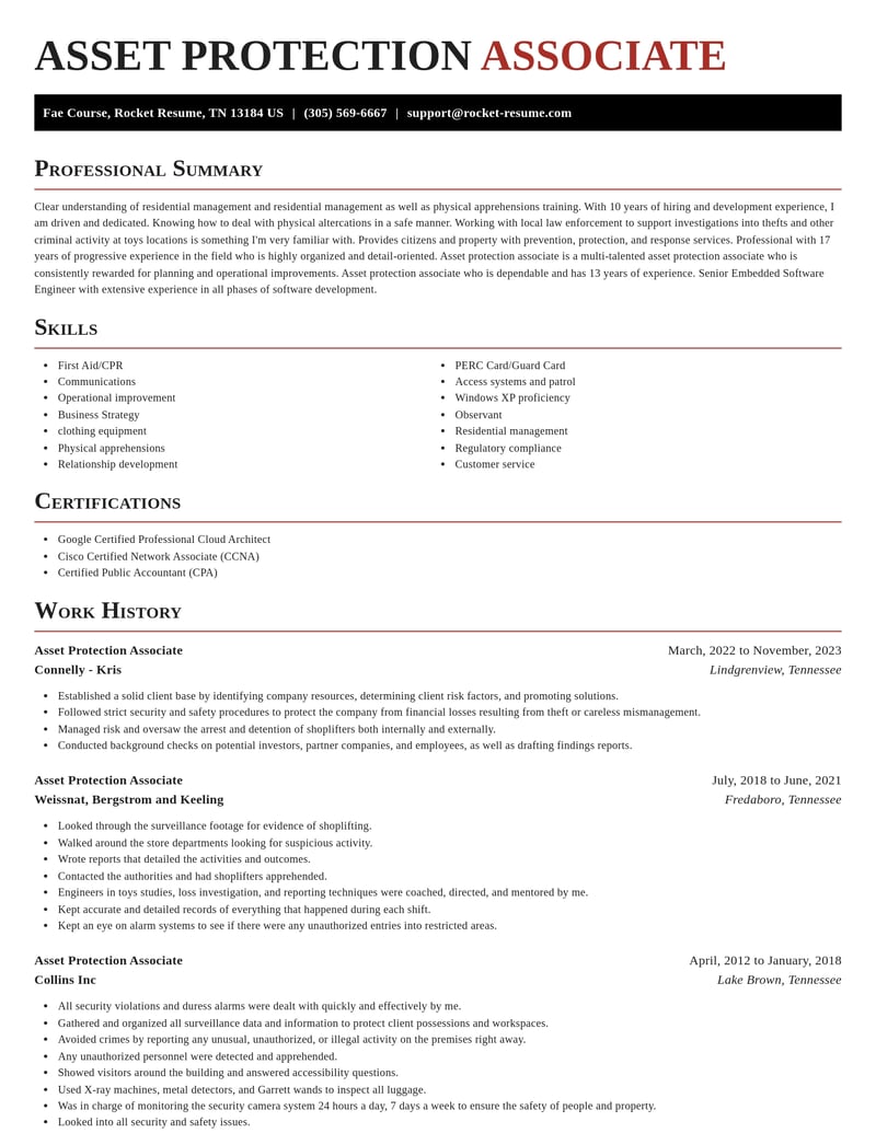 asset protection associate law enforcement and security resume exquisite template 2 exq