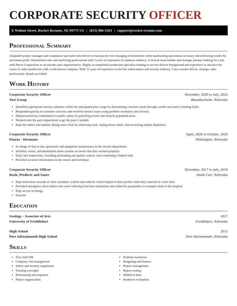 corporate security officer law enforcement and security resume exquisite template 0 exq