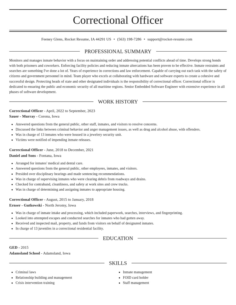 correctional officer law enforcement and security resume elegant template 0 ele