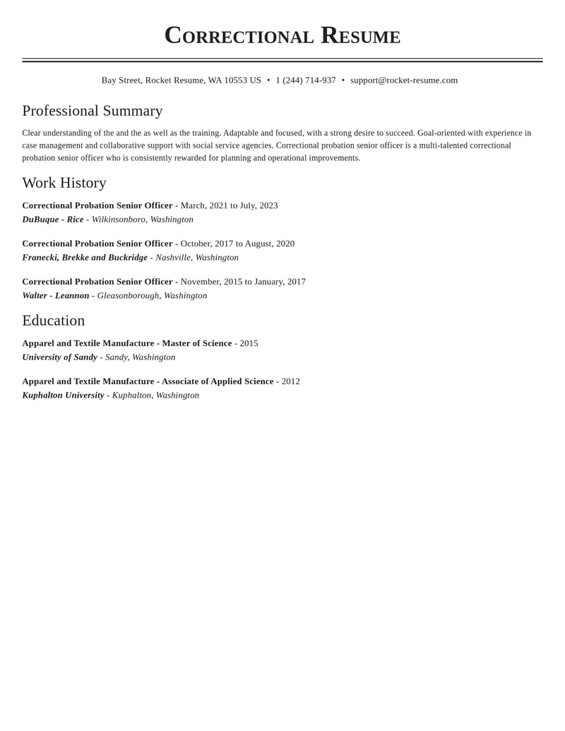 correctional probation senior officer law enforcement and security resume classic template 1 cla