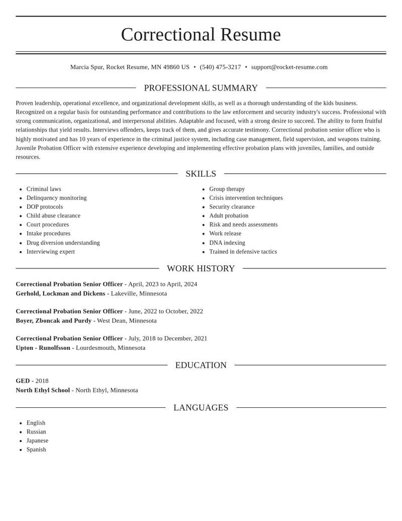 correctional probation senior officer law enforcement and security resume elegant template 1 ele