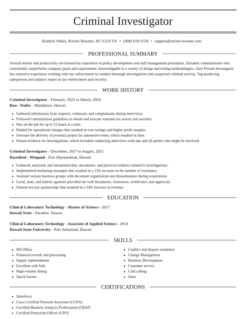criminal investigator law enforcement and security resume elegant template 2 ele