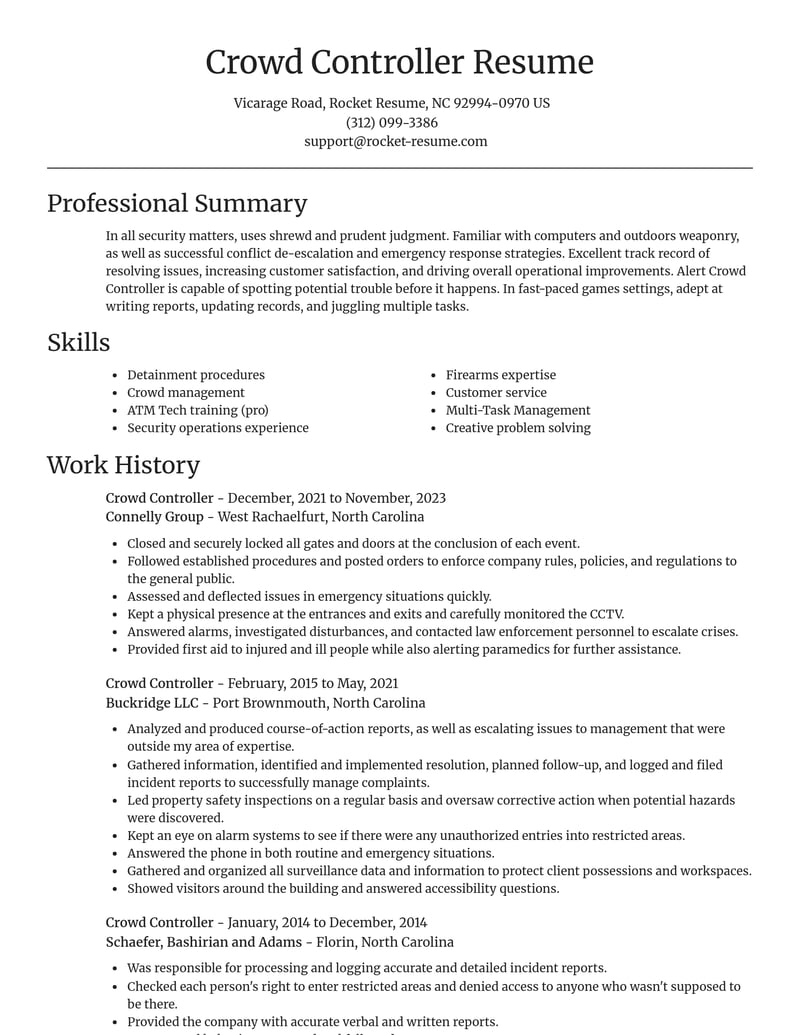 crowd controller law enforcement and security resume focal point template 0 foc