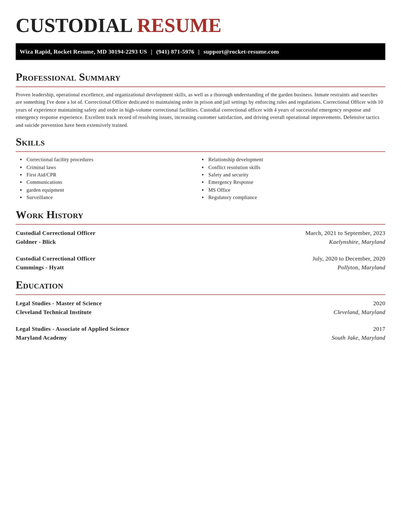 custodial correctional officer law enforcement and security resume exquisite template 1 exq