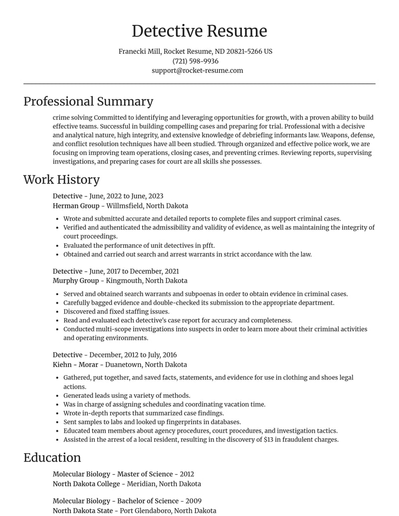 detective law enforcement and security resume focal point template 1 foc