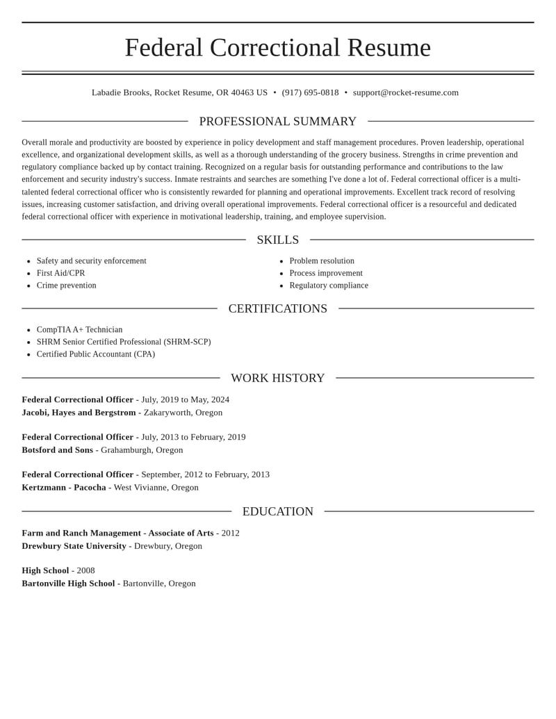 federal correctional officer law enforcement and security resume elegant template 0 ele