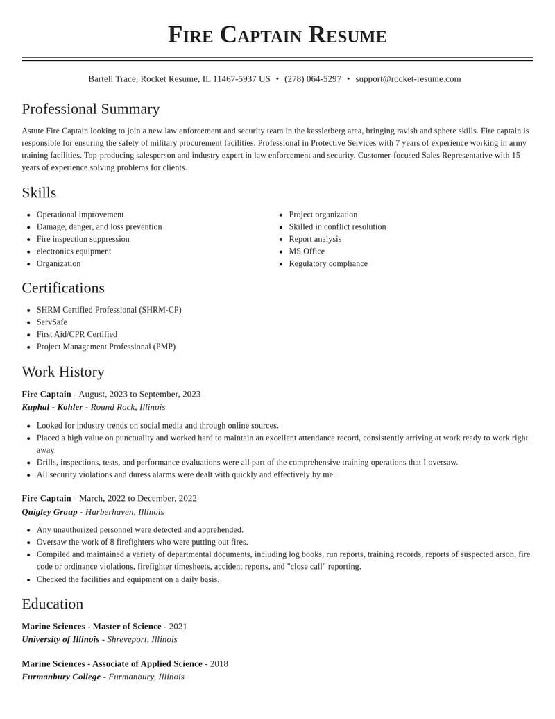 fire captain law enforcement and security resume classic template 1 cla