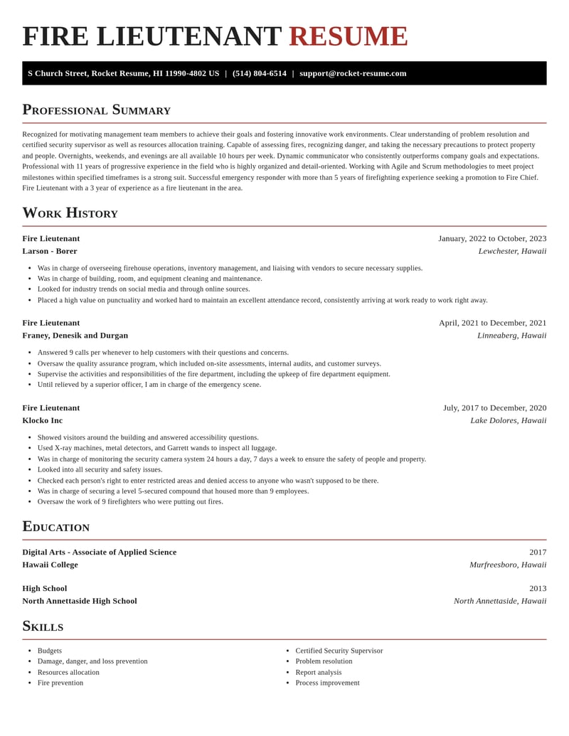 fire lieutenant law enforcement and security resume exquisite template 1 exq