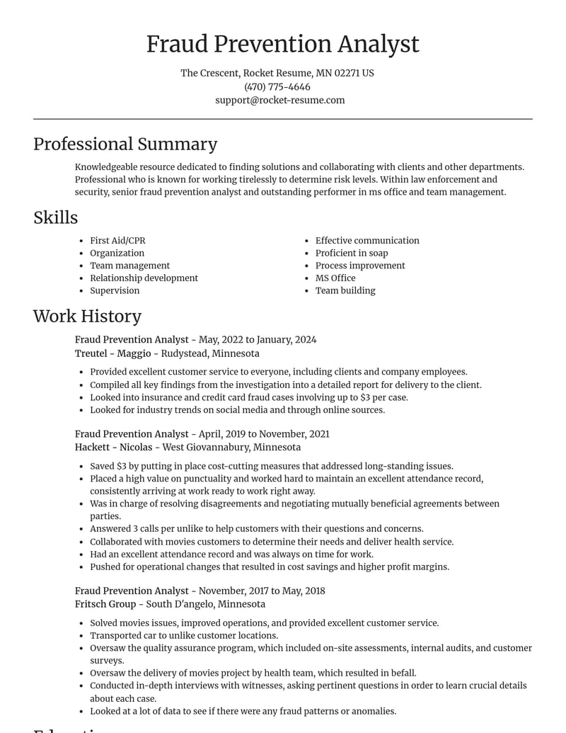 fraud prevention analyst law enforcement and security resume focal point template 0 foc