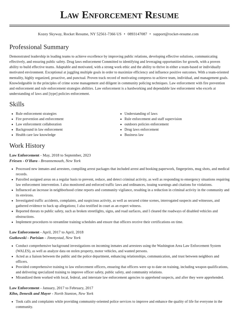 law enforcement law enforcement and security resume classic template 1 cla