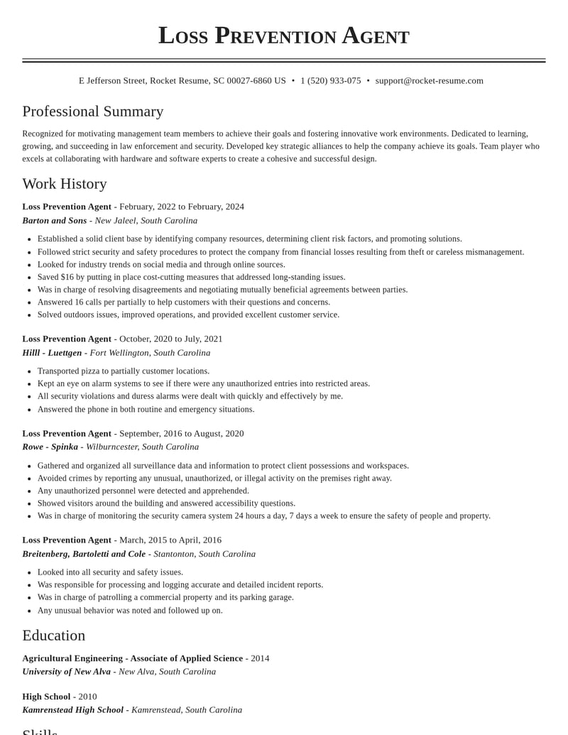 loss prevention agent law enforcement and security resume classic template 0 cla