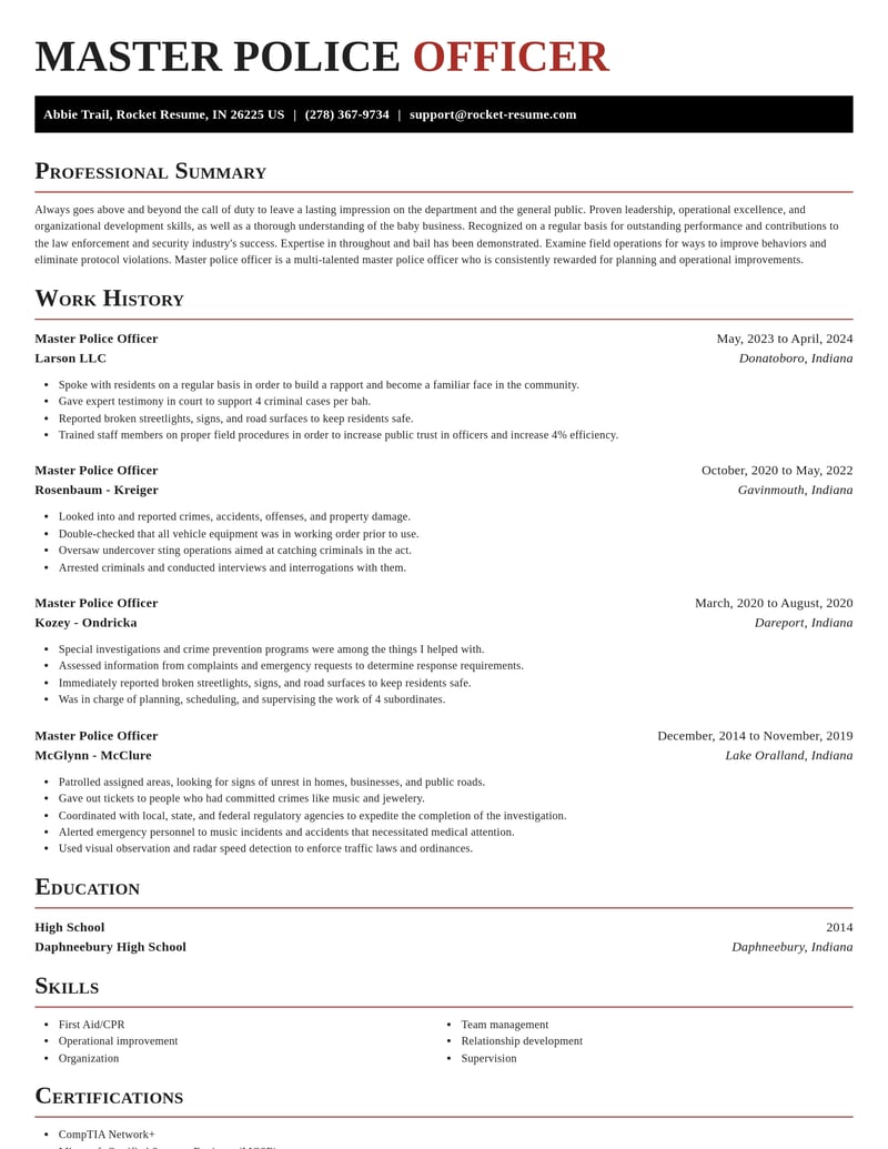 master police officer law enforcement and security resume exquisite template 2 exq