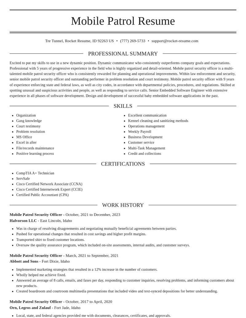 mobile patrol security officer law enforcement and security resume elegant template 0 ele