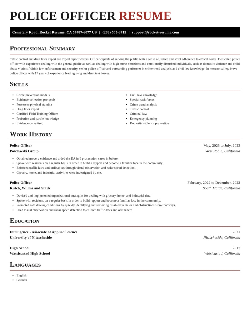 police officer law enforcement and security resume exquisite template 0 exq