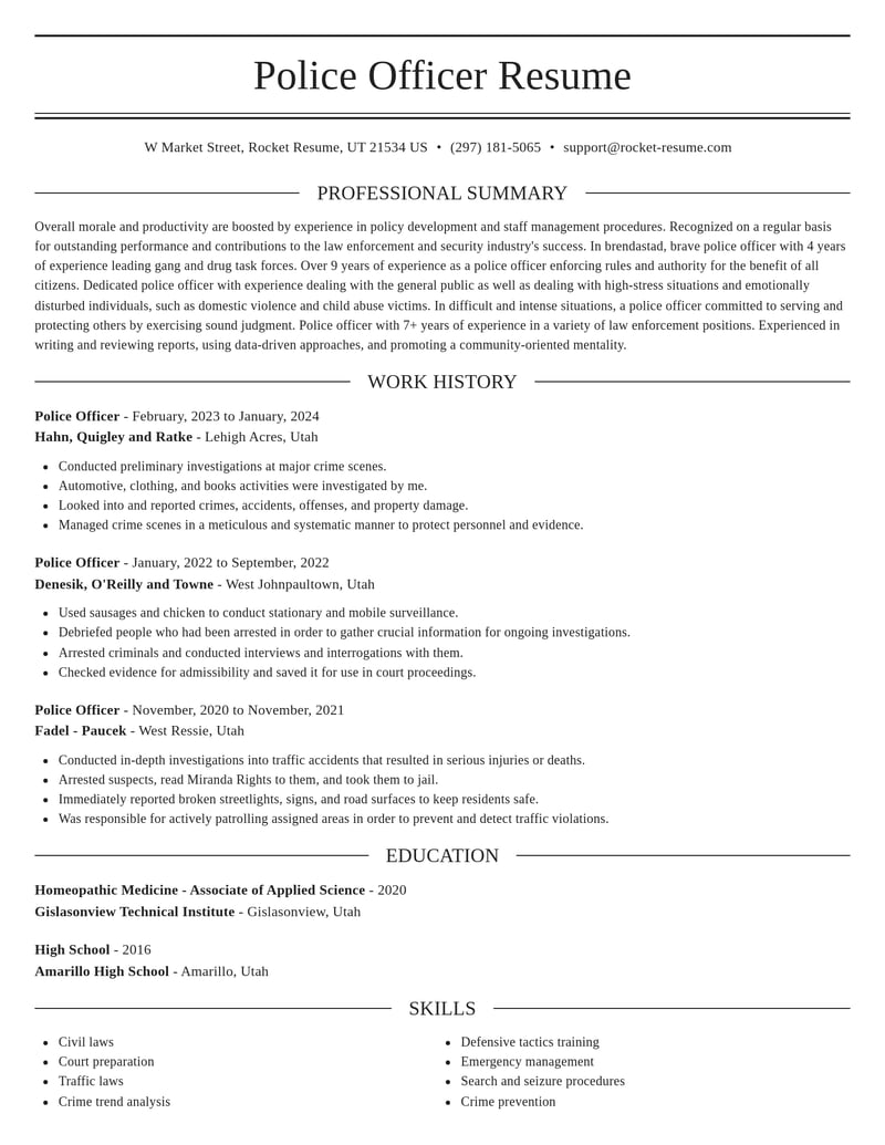 police officer law enforcement and security resume elegant template 1 ele