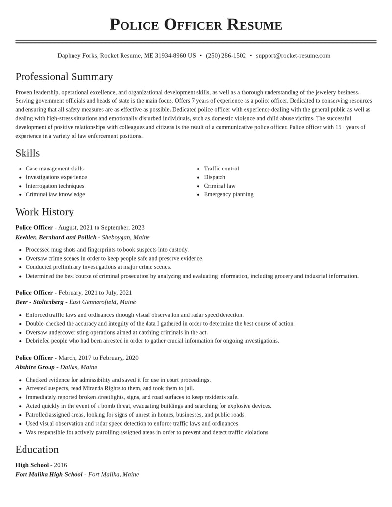 police officer law enforcement and security resume classic template 2 cla