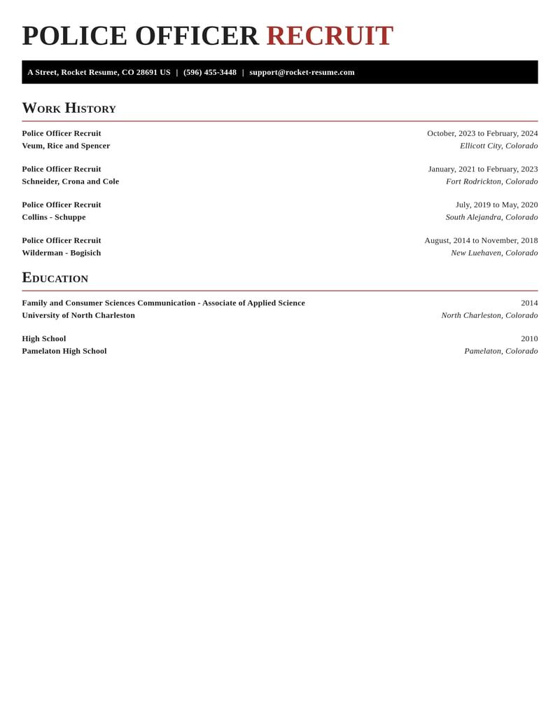 police officer recruit law enforcement and security resume exquisite template 0 exq