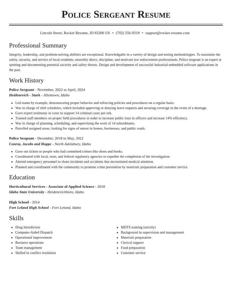 police sergeant law enforcement and security resume classic template 0 cla