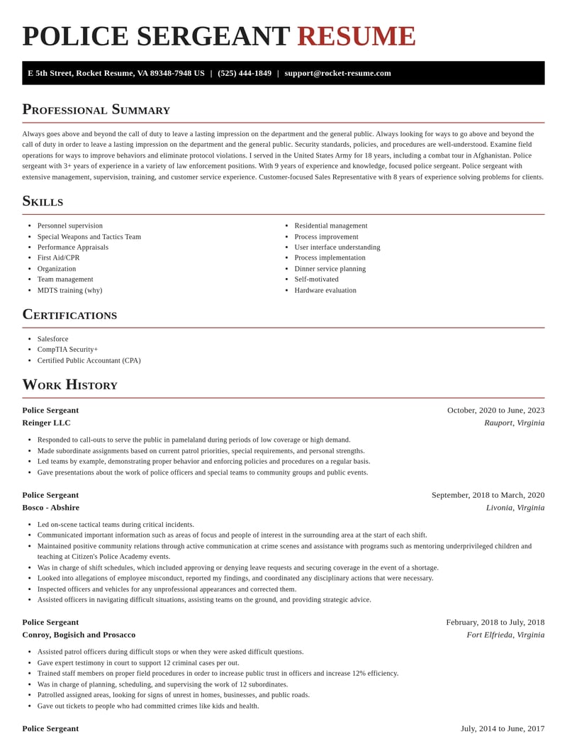 police sergeant law enforcement and security resume exquisite template 1 exq