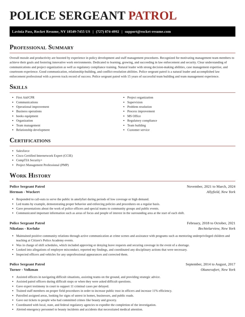 police sergeant patrol law enforcement and security resume exquisite template 1 exq