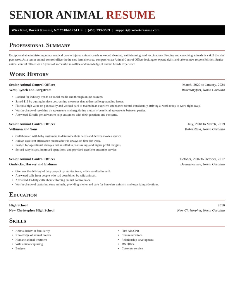 senior animal control officer law enforcement and security resume exquisite template 1 exq
