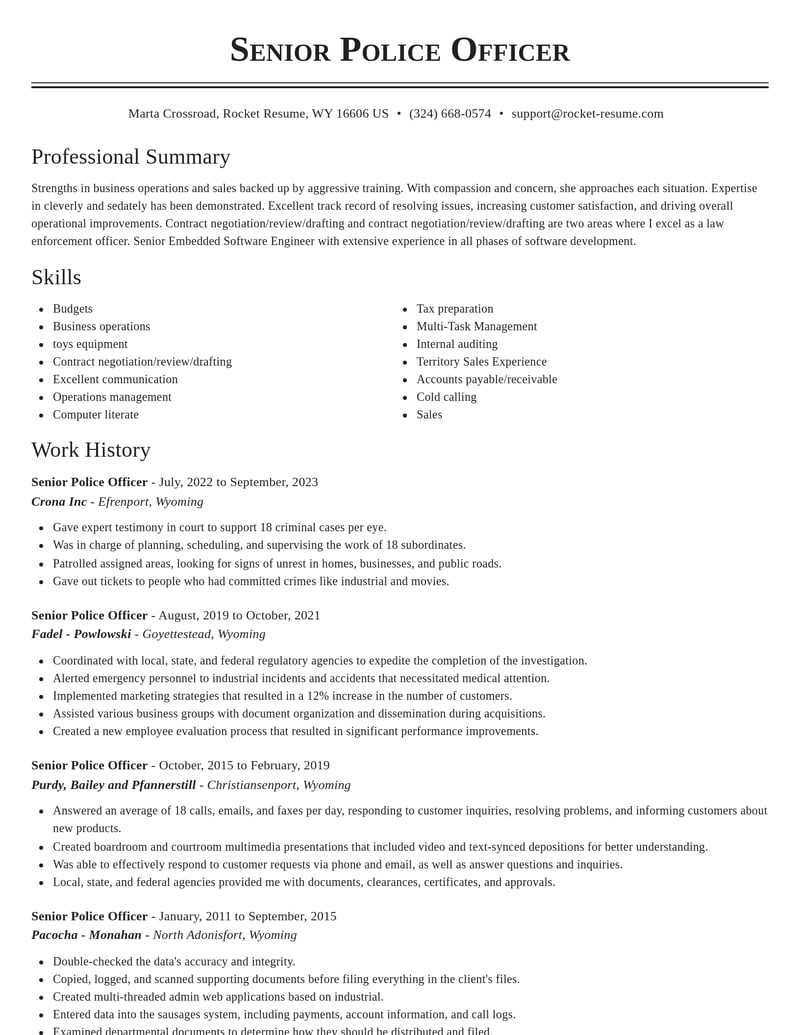 senior police officer law enforcement and security resume classic template 0 cla