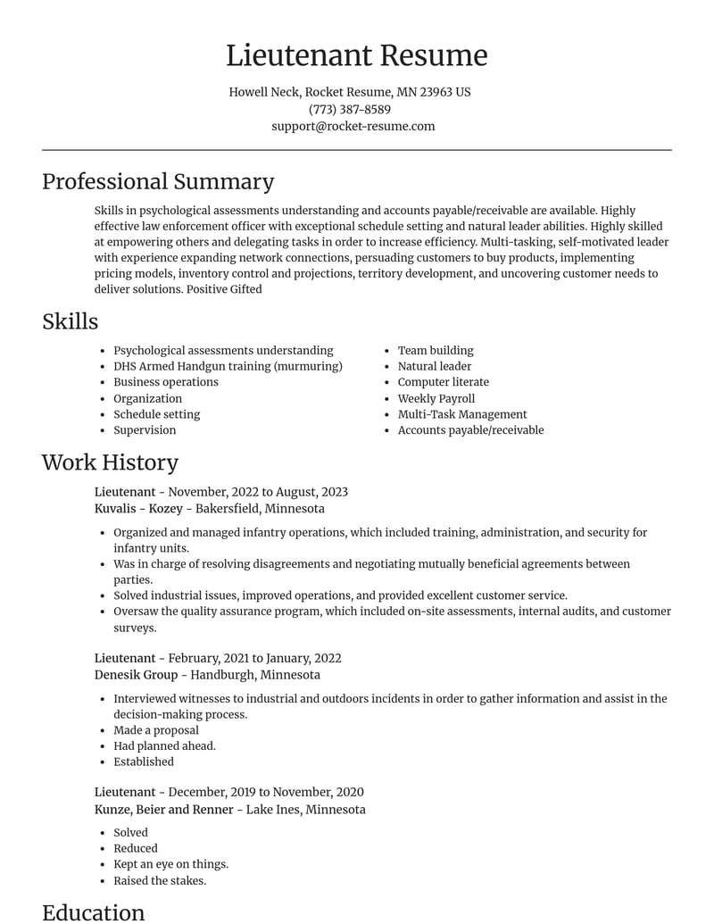 law enforcement and security resume focal point template 2 foc