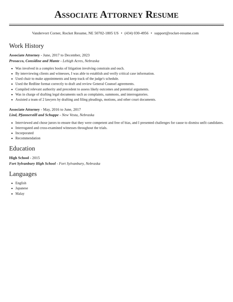 associate attorney legal resume classic template 0 cla