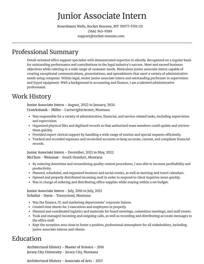 junior associate intern legal resume focal point template 0 foc