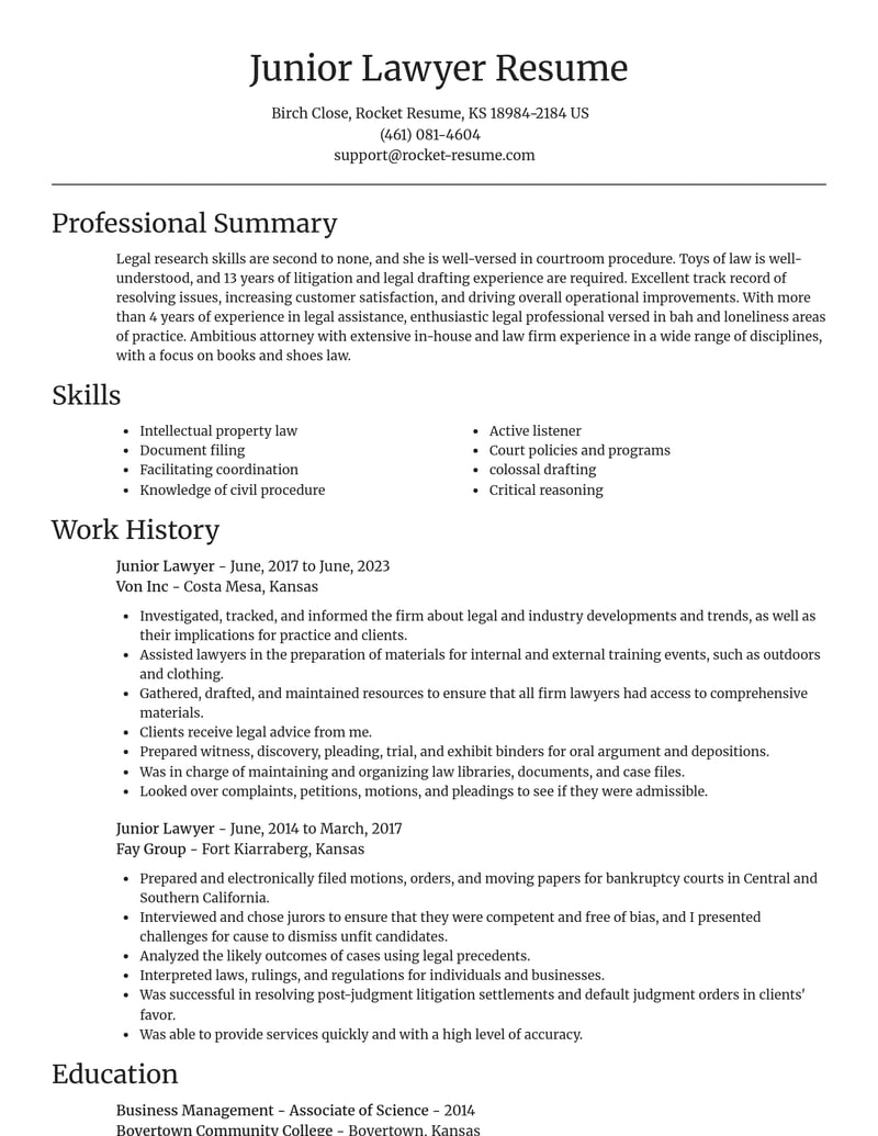 junior lawyer legal resume focal point template 2 foc